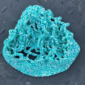 Turquoise and White Knit Beanie